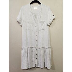 Allie Rose‎ Boho Linen Blend Shirt Dress Button Front Womens Size Small